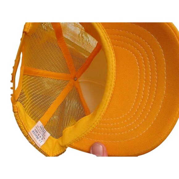 Vintage Golden Belt Savings Trucker Hat Yellow & White Mesh Snapback One Size - Picture 4 of 5